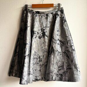 Sz2 Ted Baker London CAJU Silver Floral Circle Midi Skirt